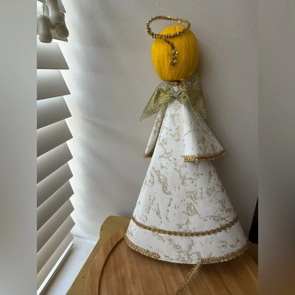 Vintage 1960s Gold and White‎ Angel Figurine Christmas Tree topper